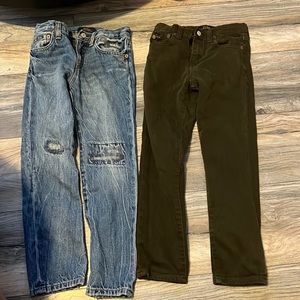 Size 6 polo bundle 1 pair of green jeans 1 blue distressed pair